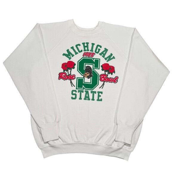Vintage 1988 Michigan State Rose Bowl Sweatshirt XL USA Made Spartans Crewneck - Picture 1 of 8